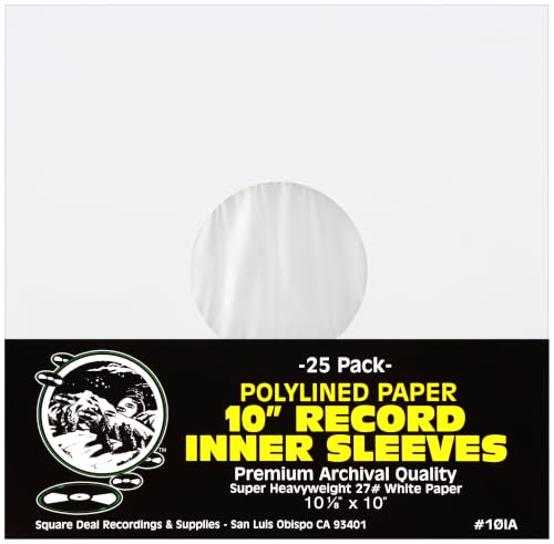 (25) 10' Premium Polylined Heavyweight Record Inner Sleeves - Archival Quality, Heavyweight Paper...