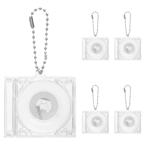 WESIEVYA Lot de 5 porte-clés mini CD | Porte-clés boîtier CD | Boîtiers mini album avec chaînette pour projets DIY | Pendentif album - CD transparent à...
