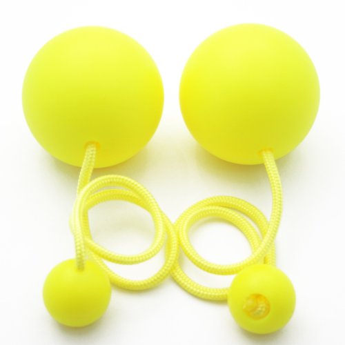 Play Juggling 90mm Contact Poi - Pro Model with Silicone Swinging Knobs (Yellow)
