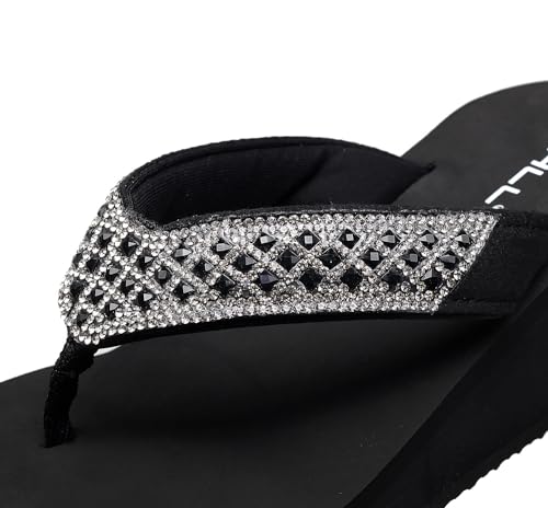 Womens Platform Flip Flops Rhinestone Wedge Sandal Soft Cushion Beach Thong Sandals2