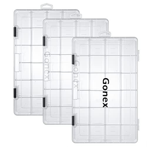 Lot de 3 boîtes de rangement en plastique transparent avec séparateurs réglables pour bijoux, perles, boucles d'oreilles, outils, hameçons, petits...
