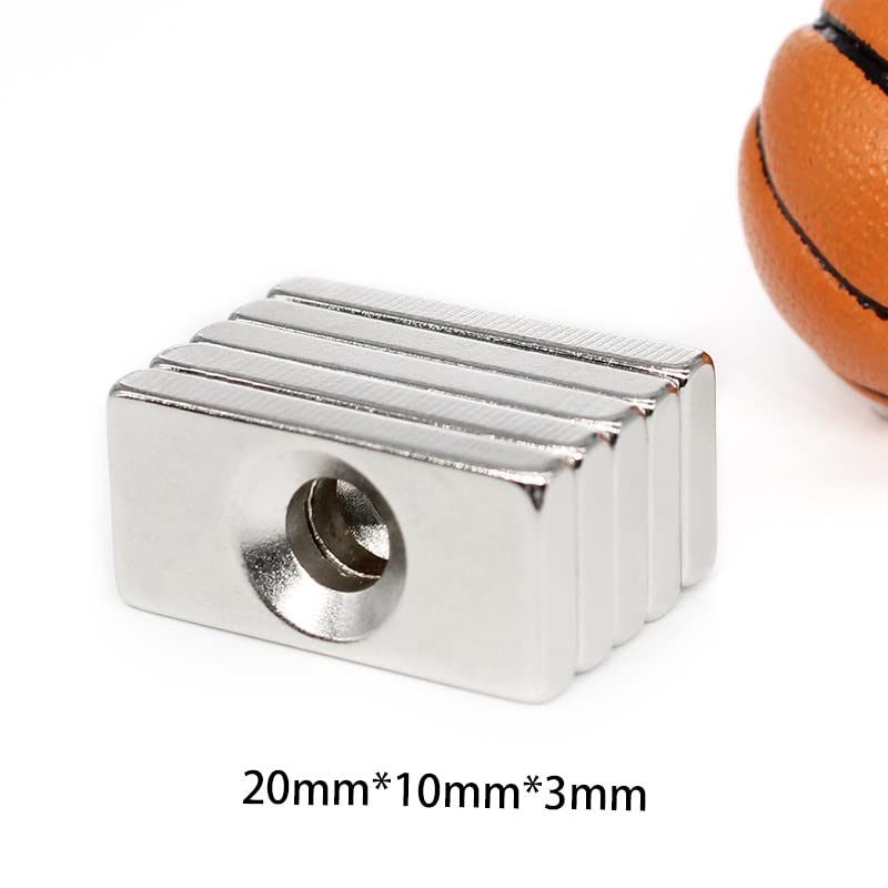 5/10/20/50/100PCS 20x10x3-4mm Block Countersunk Search Hole 4mm 20x10x3-4 Sheet Permanent NdFeB 20 * 10 * 3-4 Magnets(20PCS)
