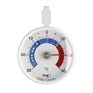 TFA Dostmann analoge koelthermometer, 14.4006, voor het controleren van de temperatuur van de koelkast en de vriezer, met koelzones, kunststof, wit, (L) 72 x (B) 21 x (H) 95 mm