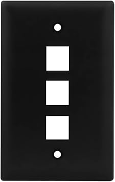 Legrand - OnQ 3 Port Wall Plate, Single Gang Wall Plate, High-Impact, Flame Retardant Plastic Screw In Wallplate, Black, WP3403BK