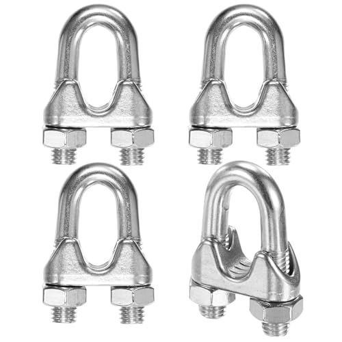 M METERXITY 4-Pack Cable Clamps, M12 Stainless Steel 1/2" Wire Rope Clip Thimble U Bolt Saddle Fastener for Diameter Cable Rigging/Sailing/Clothesline, Wire Clamps