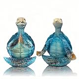 ZFQGEGE 2-Pack Yoga Sea Turtle Figurines - Resin Meditation Desk Statue Decor with Non-Slip Base Zen Ocean Theme Table Shelf Sculptures Beach Bathroom Office Decoration Gifts for Women Turtle Lovers