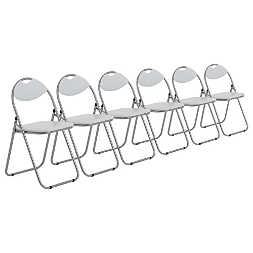 Harbour Housewares Chaises pliantes rembourrées - Cadre en métal facile à ranger pour bureau, chambre à coucher - Charge maximale : 114 kg - Blanc - Lot de 6