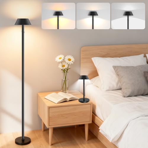 MOKOQI Portable Cordless Floor Lamp | Adjustable Height Reading Lamps Floor Standing | LED Bright Floor Lamp for Dark Rooms with 7500mAh Battery - IP54 Light