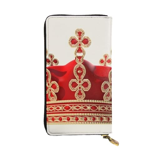 Portefeuille long en cuir Red Crown pour homme et femme grand format
