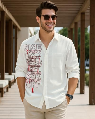 Chemise oversize homme imprimé lettres blanc XXL Bewakoof - 2