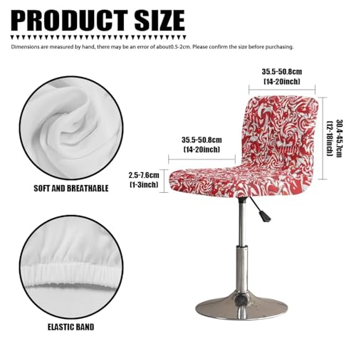 Image of Bar Stool Covers with Backs Dining Room Square Swivel Barstool Chair Seat Set of 2 Christmas Candy Red Non-Slip Counter Height Chair Covers Xmas Decor