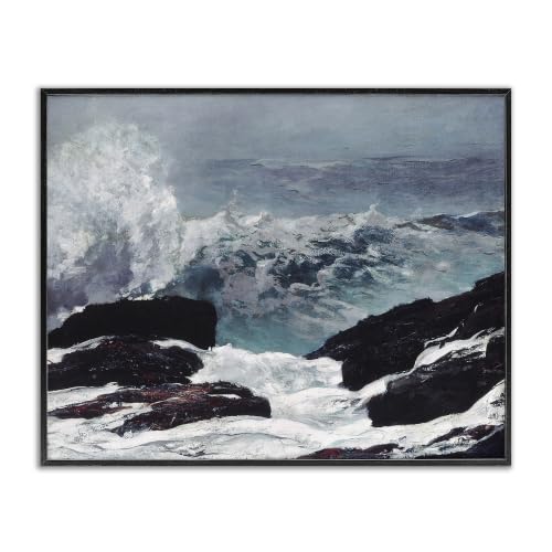Crashing Waves Ocean Rocks Cliffs, 24 x 30 Inch Framed Giclée Print