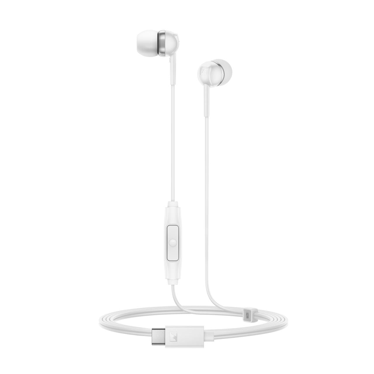 Sennheiser CX 80U – Écouteurs intra-auriculaires filaires, connexion USB-C, télécommande intelligente à un bouton avec microphone intégrée, écouteurs fermés pour une réduction passive du bruit – blanc