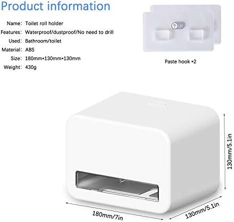 Colist Toilet Roll Holder Wall Mounted Facial Tissues Dispenser Waterproof/Dustproof/cat proof Self Adhesive Roll paper Holders - No Drilling for Bathroom/Toilet