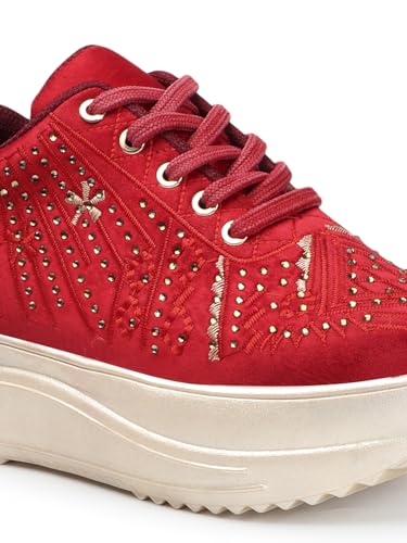 Image of Vendoz Women Wedding Party Golden Sneakers