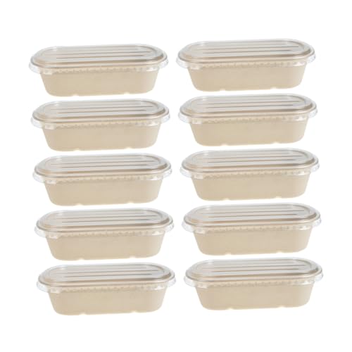 SOLUSTRE Set of 10 Disposable Lunch Box Microwave Safe Waterproof Meal Boxes Paper Food