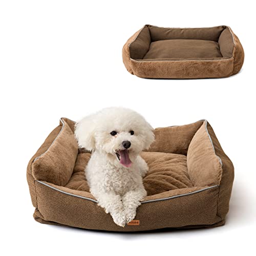 Yokee Dog Bed For Medium Dogs, Washable Rectangle Sleeping Puppy Bed, Orthopedic Removable Cover Pet Sofa Bed Double-Sided Use With Anti-Slip Bottom(25'', Brown) #TOP5