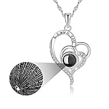 EleShow 925 Sterling Silver I Love You Necklace 100 Languages Love Heart Necklace Valentine's Day...