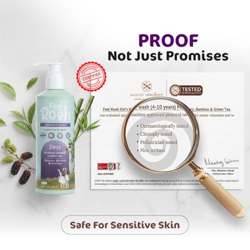 Image of Zest Kids Body Wash 300ml - Mulberry, Bamboo & Green Tea | Tear-Free, Gentle, Antibacterial | Natural Plant-Based | Ages 4-12