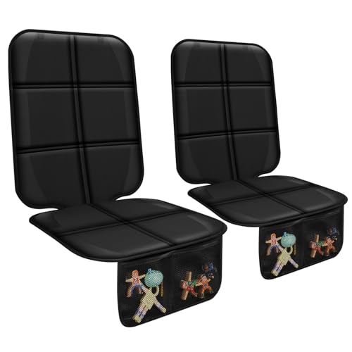 Image of Gowhalle Car Seat Protector, Non-Slip Rubber Padded Backing Seat Protector for Child Seats, Waterproof Thickest Padding Car Seat Protector Under Baby Seat - No Imprint (Black-Thicker)