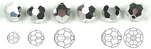 6mm Crystal Labrador Fully Coated, Czech Machine Cut Round Crystal Beads, 288 Pieces
