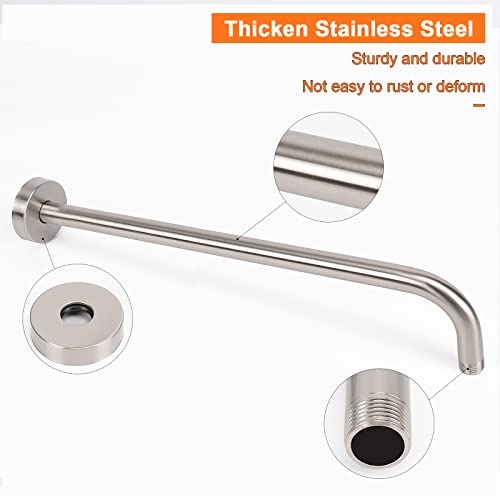 Harjue Shower Arm With Flange And Teflon Tape, Wall Mounted Shower Pipe Arm 304 Stainless Steel Extension Arm For Fixed Shower Head & Handheld Showerhead (20 Inch, Brushed Nickel) #TOP2