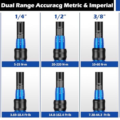 Qoobly 3Pcs Torque Wrench Set - 1/4 3/8 1/2 Inch Drive Torque Wrench 5-25N·m 10-60N·m 20-220N·m - 72 Teeth Dual-Scales ±3% Accuracy Dual-Direction Adjustable Torque Wrenches for Bike Motorcycle Truck 5 Qoobly 3Pcs Torque Wrench Set - 1/4 3/8 1/2 Inch Drive Torque Wrench 5-25N·m 10-60N·m 20-220N·m - 72 Teeth Dual-Scales ±3% Accuracy Dual-Direction Adjustable Torque Wrenches for Bike Motorcycle Truck - Image 5