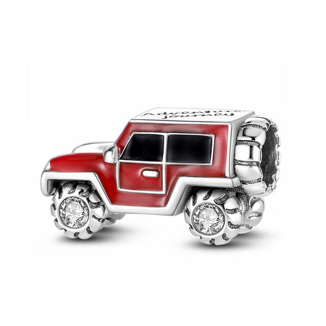 Red Offroad Car Charm 925 Sterling Silver Adventure Journey Car Offroad Suv Gift Birthday Chirstmas Fit For Bracelet