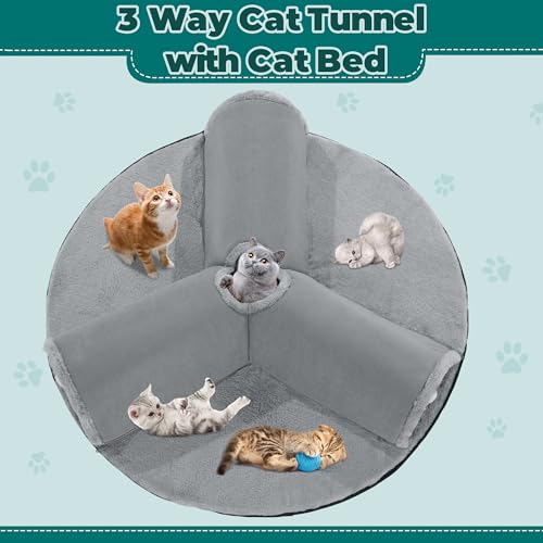 HOMBYS Cama de túnel extra grande para gatos de 71 cm para ambientes internos, cama 2 em 1 para gato