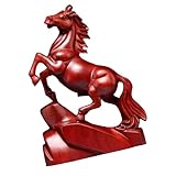 Kelisdi Estatua artística de madera hecha a mano con caballo, gran decoración de estudio o área de trabajo, aumenta el equilibrio y la motivación, adorno de escritorio para oficinas