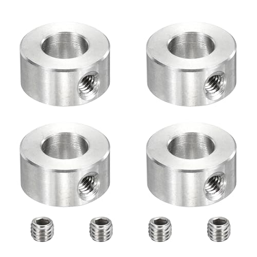 sourcing map 4pcs Stainless Steel Shaft Collar, 8mm(5/16") ID 16mm(5/8") OD 8mm(5/16") Thickness Single Hole Bore Shaft Locking Collars for Gearbox Assemblies, Machine Tools