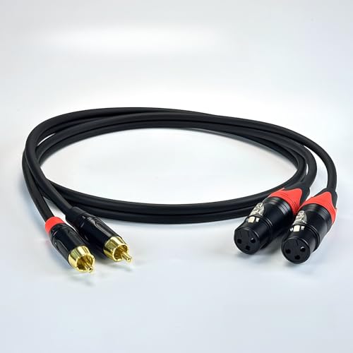 RIKYJIC Câble de micro XLR mâle vers femelle 3,5 mm 6,5 mm adaptateur RCA ligne audio (10 mètres, double XLR F-Dual RCA M)