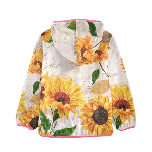 OTVEE Vintage Yellow Sunflowers Kids Hoodie Jacket Fall Spring Full Zip Warm Outwear Coat2