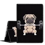 Case for Samsung Galaxy Tab S10 Plus Case 2024/ S9 Plus/ S9 FE Plus 5G 12.4 Inch 2023, Slim Folding Stand Cover with Auto Wake/Sleep for Tablet S10+/S9+/S9 FE+, Pug Dog Weightlifting