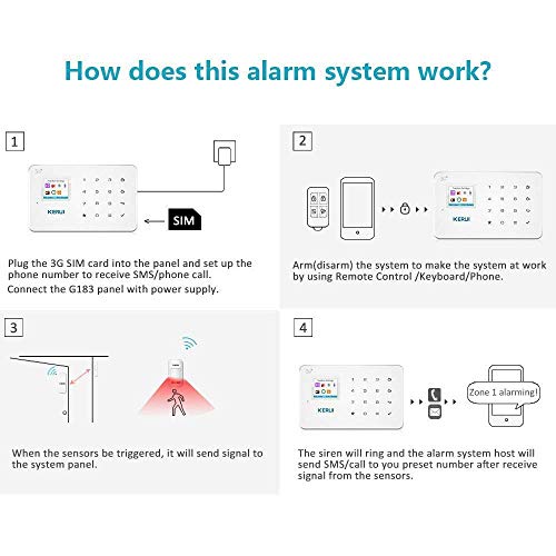 KERUI G183 Wireless 3G GSM Home Security Alarm System DIY Auto Dial Burglar Alarm Kit,APP Control by Text,not Support WiFi and/or Landline - Thumbnail 2