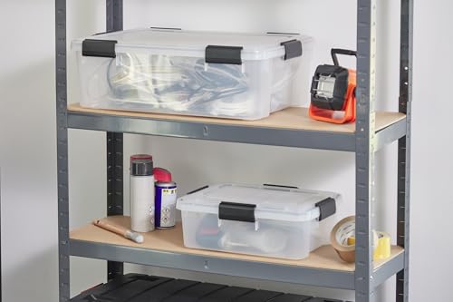 Iris Ohyama Luftdichte Kunststoff-Aufbewahrungsboxen mit Deckel, 30L, 6er-Set, Transparent, Hermetischer wasserdichter Verschluss, Robuste Schnappverschlüsse, Stapelbar, Staubschutz, BPA-frei, AT-LS