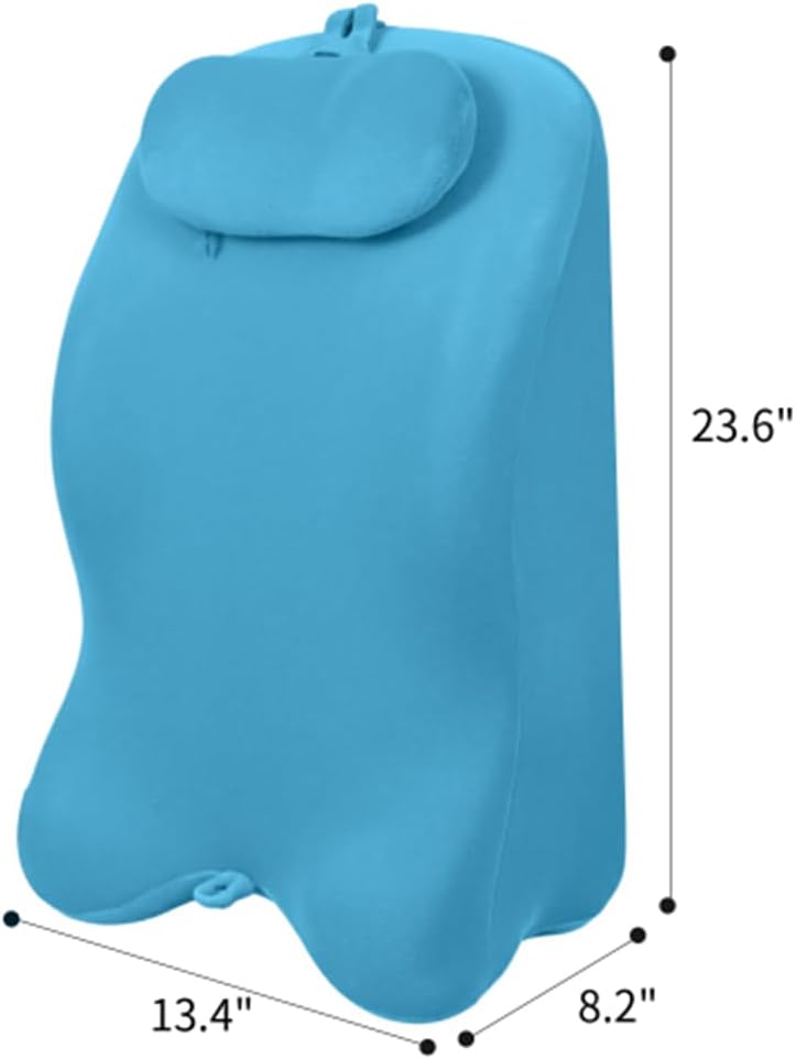 Memory Foam Ergonomic Wedge Pillow for Bed, Prone Pillow for Reading & Phone Use, Multi-Functional Leg Elevation & Lumbar Back Support Cushion with Removable Washable Cover, Blue