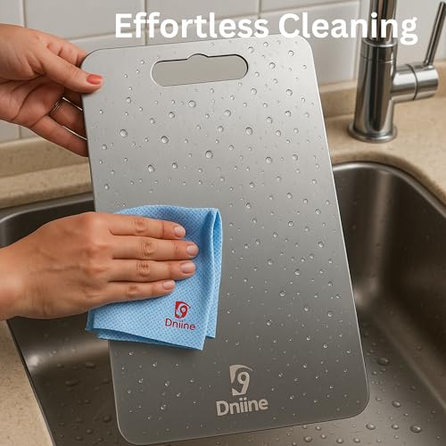 Image of Large Stainless Steel Chopping Board for Kitchen, Premium Grade, Heavy Duty Metal Cutting Board, Big Size 36 X25 cm, Easy to Clean, Durable, Safe, Knife Friendly, Anti-Bacterial