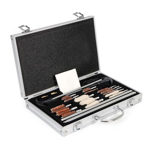 WilTec Kit de Nettoyage Arme et Pistolet 100 pcs. Mallette de Transport Entretien Arme à feu Brosses