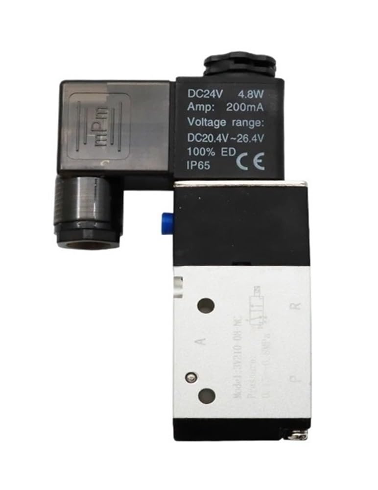 3 Way Port 2 Position 3V210-08 Pneumatic Air Solenoid Valve Electric Control Gas Magnetic Valve DC12V DC24V AC110V AC220V(PC 6mm Fittings,DC12)