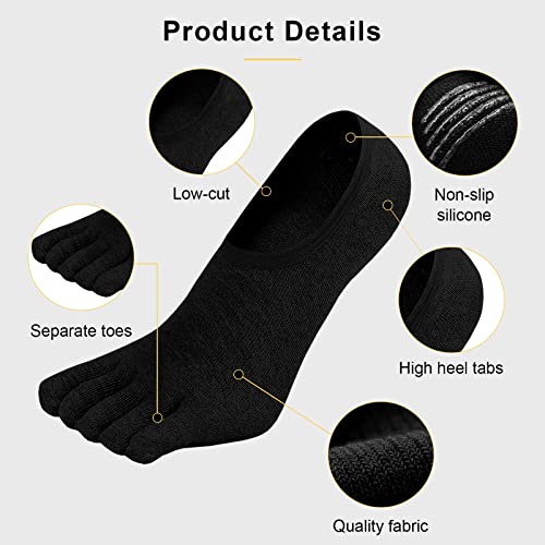 ZAKASA No-Show Toe Socks Men: Five Finger Socks Invisible Liner Low Cut for Running Loafers Athletic Shoes2