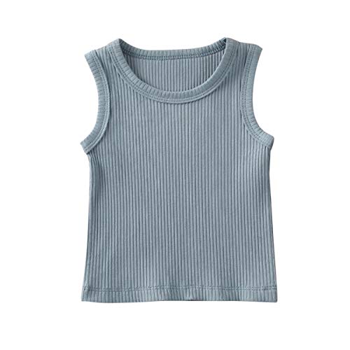 Mubineo Infant Toddler Baby Boy Girl Summer Basic Plain Sleeveless Cotton Tank Top (Blue, 12-18 Months)