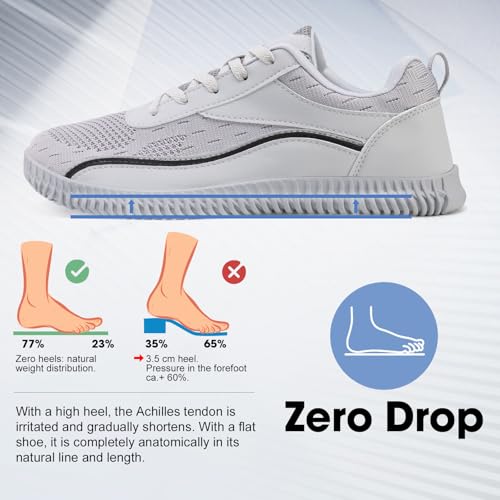 HPK Men's Wide Width Sneakers, Extra Wide Toe Box, Minimalist Barefoot Trail-Running Gym Cross Trainer Shoes, White, Wide3