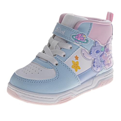 Josmo Girls High Top Sneakers Lilo and Stitch Character Shoes for Girls - Pink White (Size 9 Toddler)
