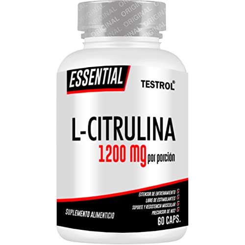 Precursor natural del óxido nítrico que ayuda a la circulación y procesos de vasodilatación. L Citrulina Essential 1200 mg, Testrol. 60 Cápsulas 1 unidad.