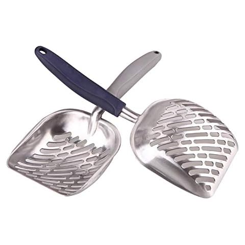 YIQI Cat Litter Scoop, Strong Metal Pet Litter Scoop Durable Grip Sift Pet Kitty Dog Pooper Scooper Pet Sift Shovel With Long Handle(14” x 5.5” x 1.67” Blue, white, black random send) Cover