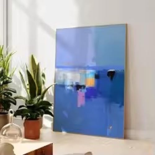Peinture abstraite océan pour raviver un mur blanc, grand tableau 70x100 encadré