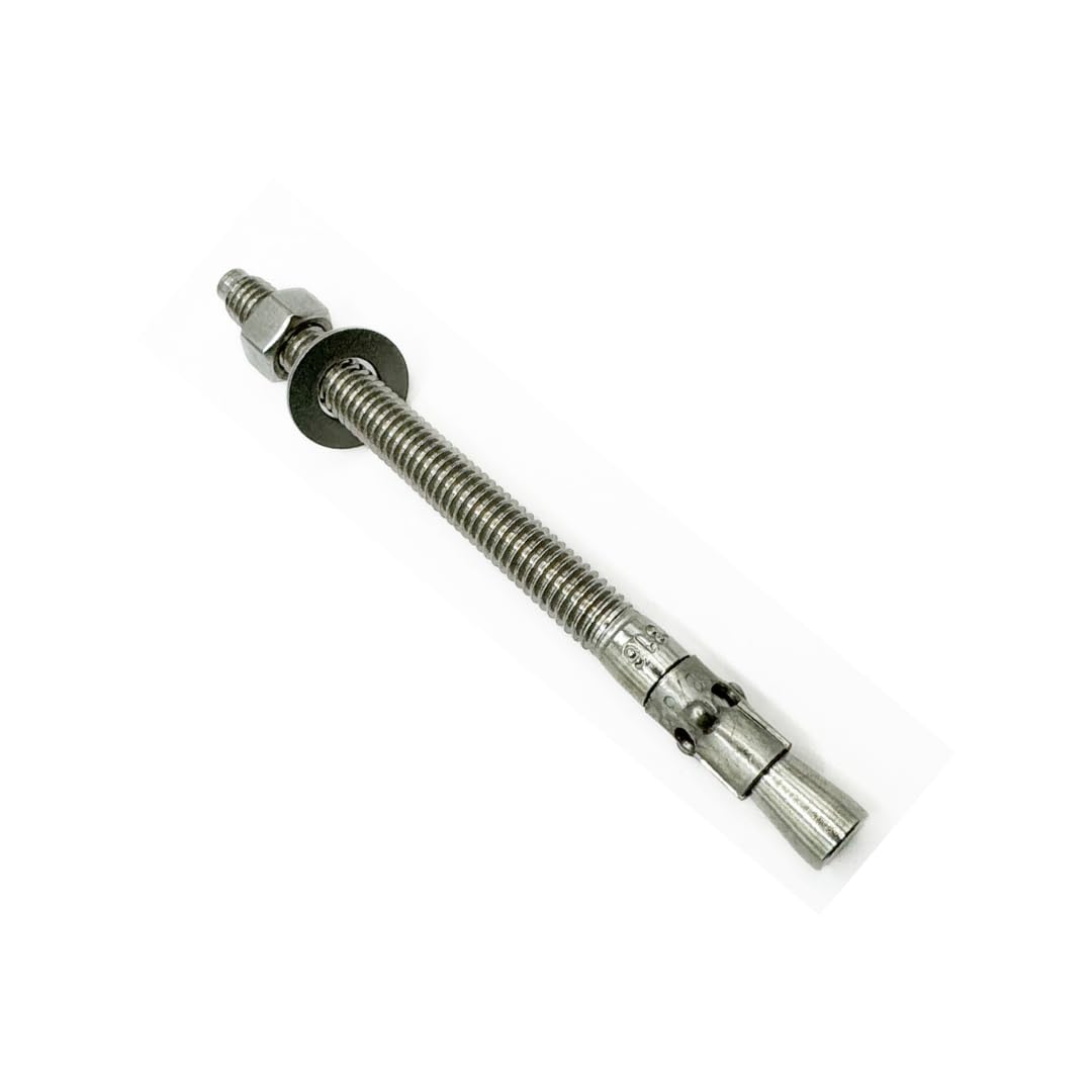 MIGHTY FASTENERS Ancoraggio a cuneo in acciaio inossidabile 316, 3/8-16 x 5, resistente alla corrosione, per applicazioni in calcestruzzo e muratura, confezione da 5