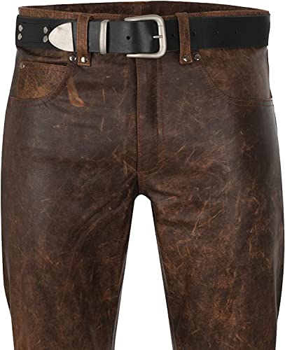 Men's Brown Classic Cowboy Rider Racing Genuine Leather Pants2