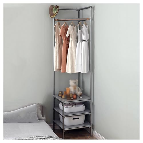 Porte-manteau d'angle pour entrée dressing et salon meuble gain de place gris